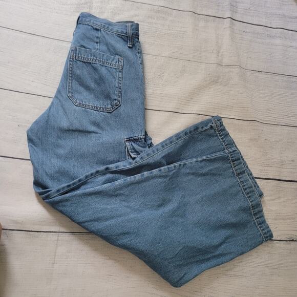 Universal Thread Size 2R Wide Leg Cargo Jeans Light Wash y2k utility trendy cool - Picture 6 of 8